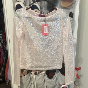 Edikted Shimmery Pale Pink Sequin Top